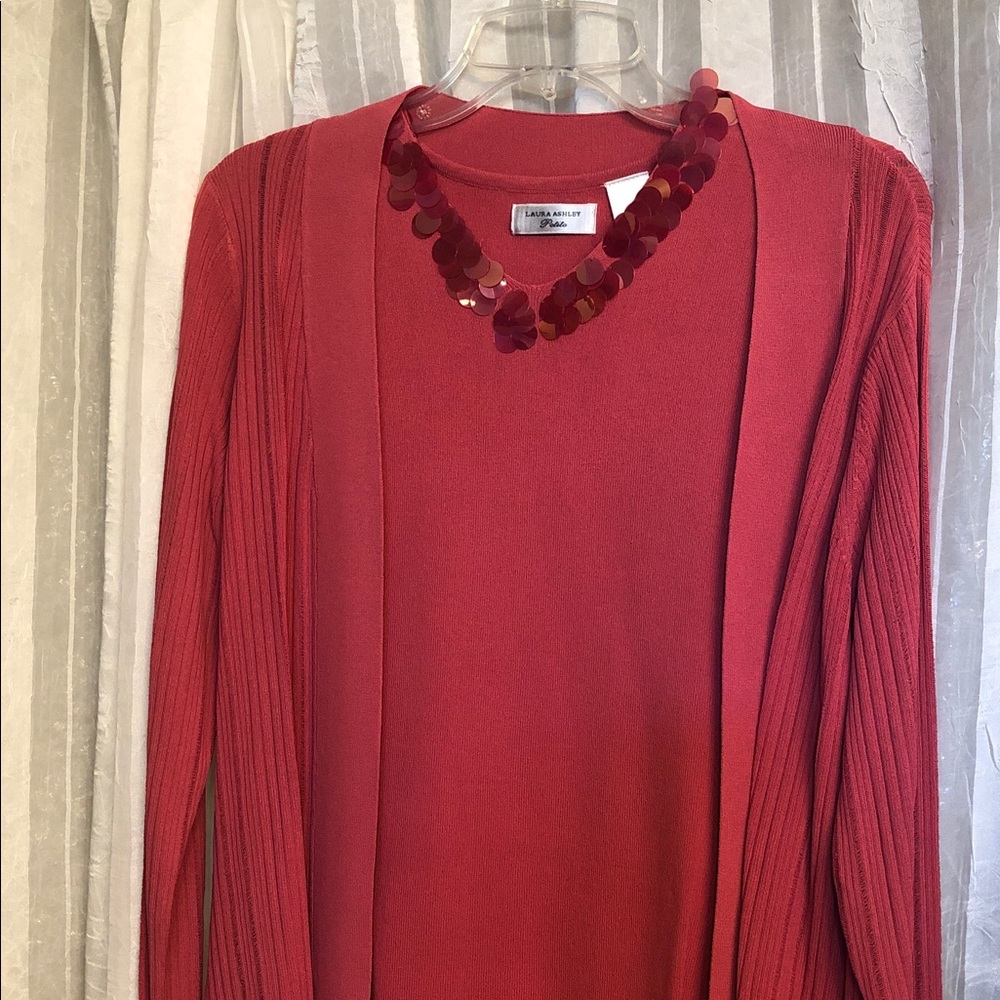 Laura Ashley Two Piece Coral Sleeveless Top and Coordinating Jacket